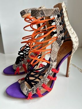 Schutz multi-color snake print stilettos 8